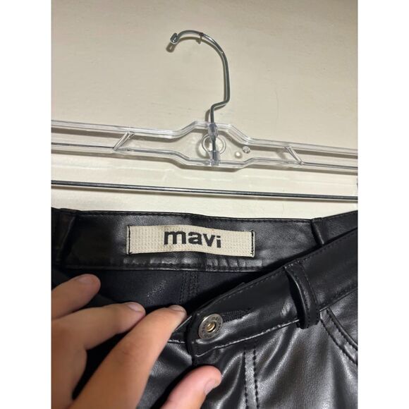 Mavi Faux Leather Molly Pants Flare Low Rise Black Sz 30/30 Bootcut Popstar y2k - Picture 4 of 5